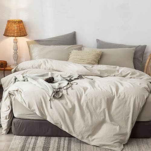 MooMee Bedding Duvet Cover Set 100% Washed Cotton Linen Like Textured Breathable Durable Soft Com... | Amazon (US)