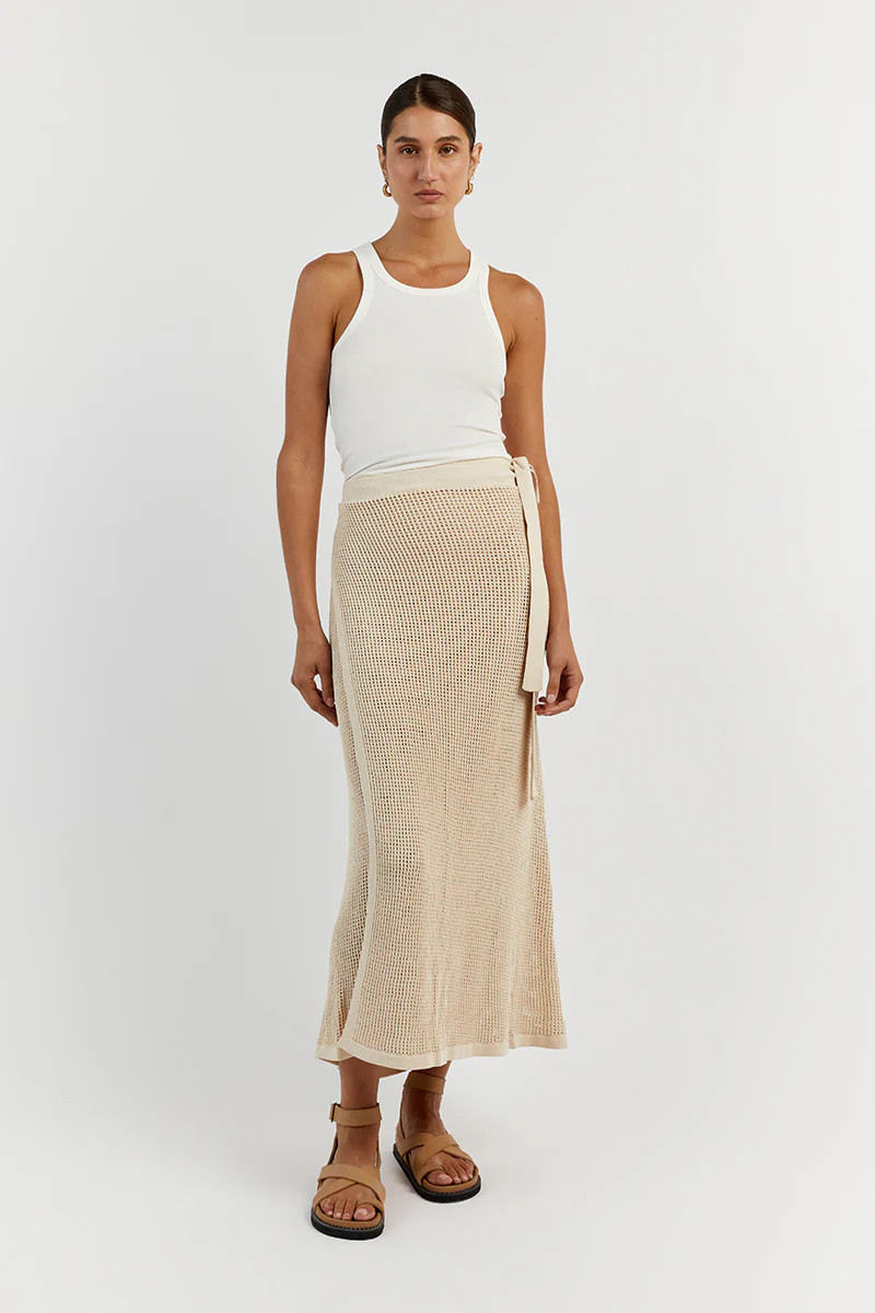 OPHELIA NATURAL CROCHET WRAP SKIRT | DISSH