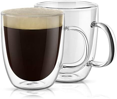 Large Clear Coffee Mugs Set of 2, Jumbo Mugs Double Wall Insulated Glass Mugs with Handle, Unique... | Amazon (US)