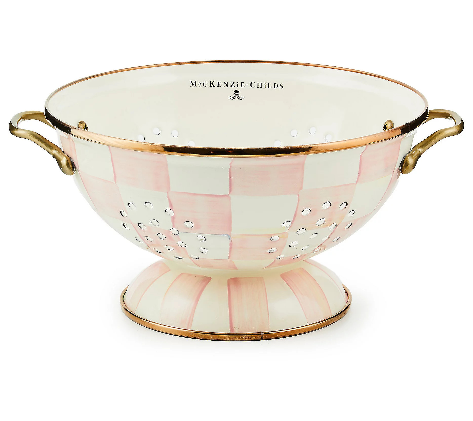 MacKenzie-Childs Rosy Check Large Colander | QVC