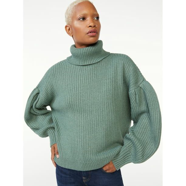 Free Assembly Women's Cowl Neck Sweater with Pleated Shoulders - Walmart.com | Walmart (US)