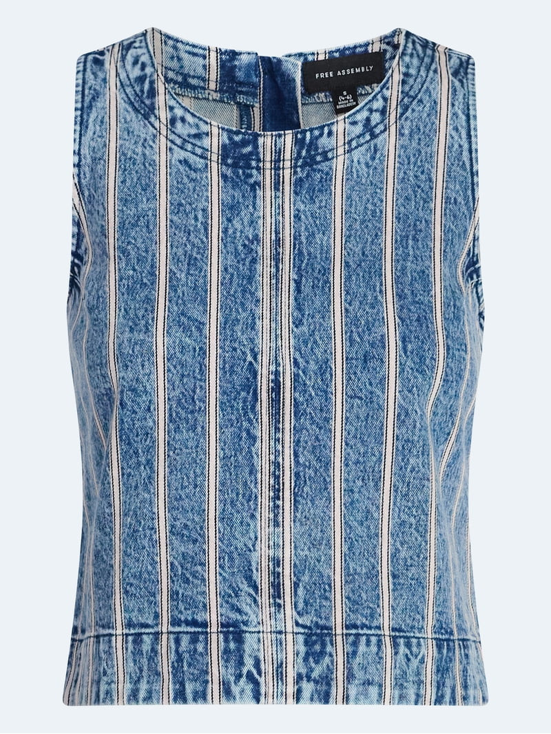 Free Assembly Women's Cropped Sleeveless Denim Top, Sizes XS-XXL | Walmart (US)