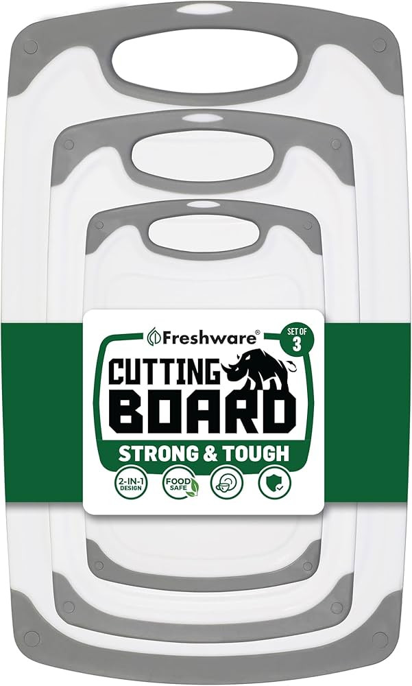 Freshware Cutting Boards for Kitchen, Chopping Board 3-Pack with Different Sizes, Juice Grooves a... | Amazon (US)