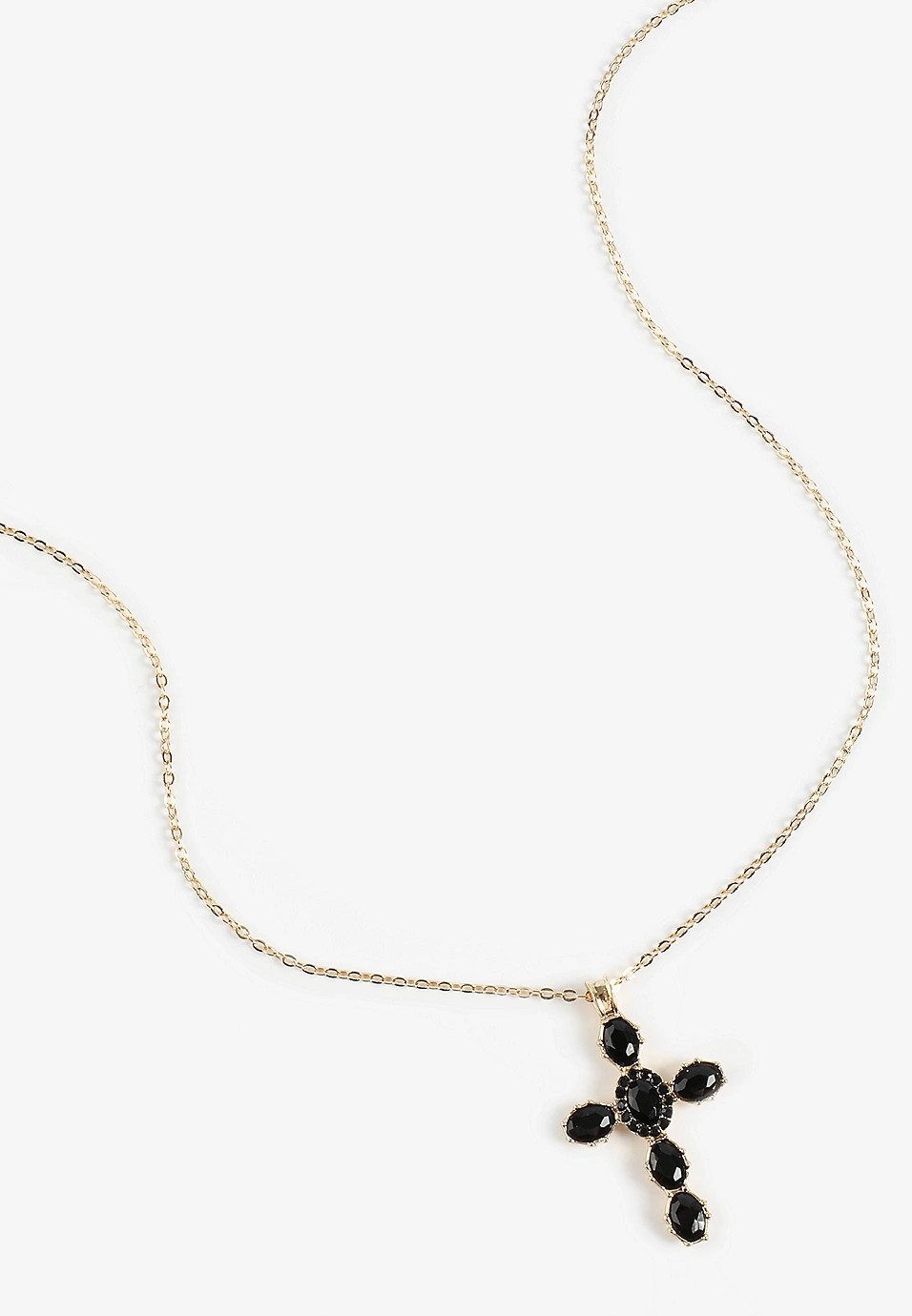 Black Stone Cross Pendant Necklace | Maurices