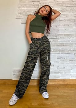 IVIR Cargo Pants Women High Waist Wide Leg Casual Pants with 7 Pockets Stretchy Drawstring Baggy ... | Amazon (US)