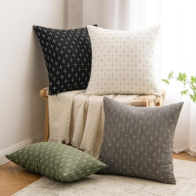 MIULEE Pack of 2 Decorative Burlap Linen Throw Pillow Covers Modern Farmhouse Vintage Pillowcase ... | Amazon (US)