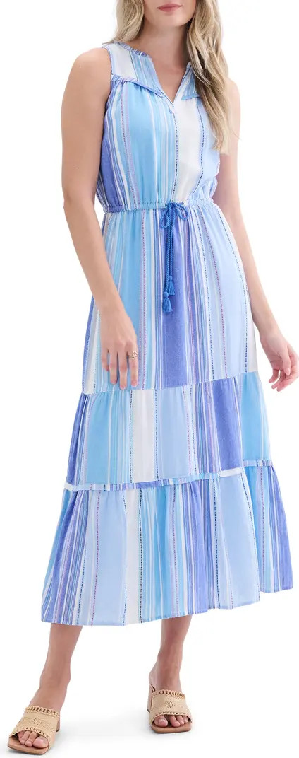 Stripe Sleeveless Tiered Cotton Maxi Dress | Nordstrom
