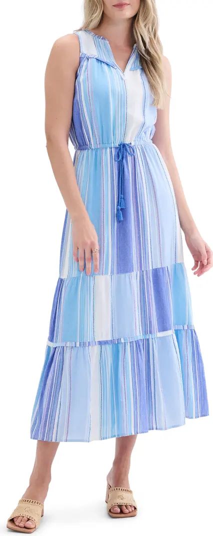 Stripe Sleeveless Tiered Cotton Maxi Dress | Nordstrom