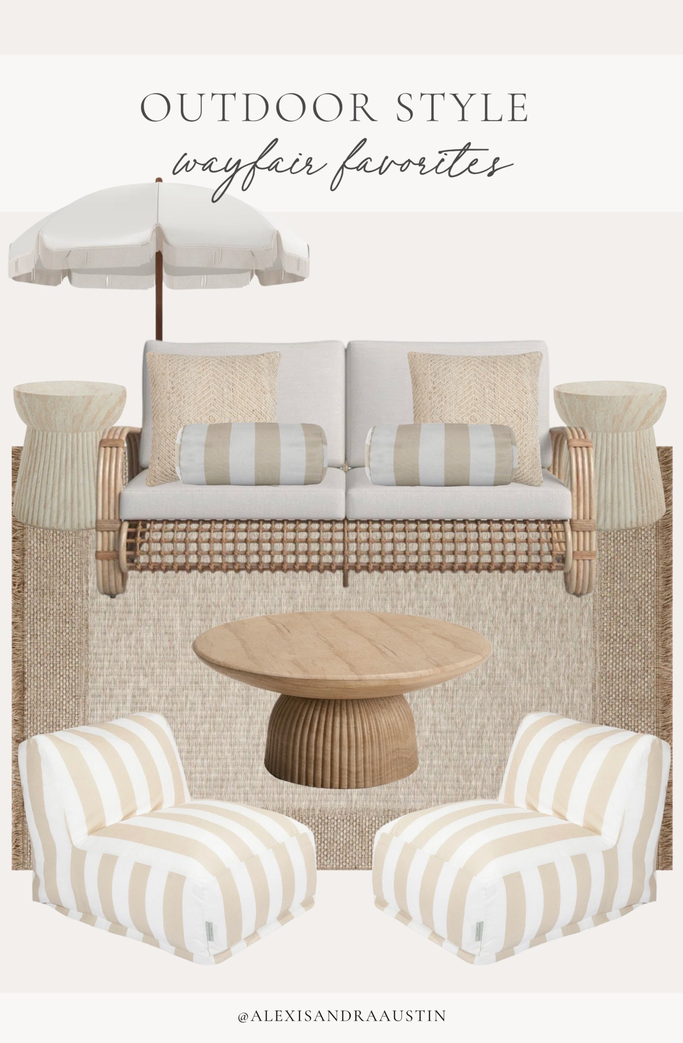 Neutral tones, soft textures, and functional design - @wayfair outdoor collection makes it easy to update any patio with a refined, welcoming feel. A perfect balance of style and comfort.

#wayfair #wayfairpartner 

Home finds, outdoor favorites, Wayfair, summer refresh, outdoor seating, wicker furniture, outdoor table, neutral umbrella, outdoor area rug, accent table, throw pillows, accent chair, outdoor sofa, Wayfair partner, outdoor refresh, shop the look!

#LTKHome #LTKSummerEdit #LTKSeasonal
