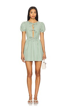 MORE TO COME Heather Mini Dress in Green Stripe from Revolve.com | Revolve Clothing (Global)