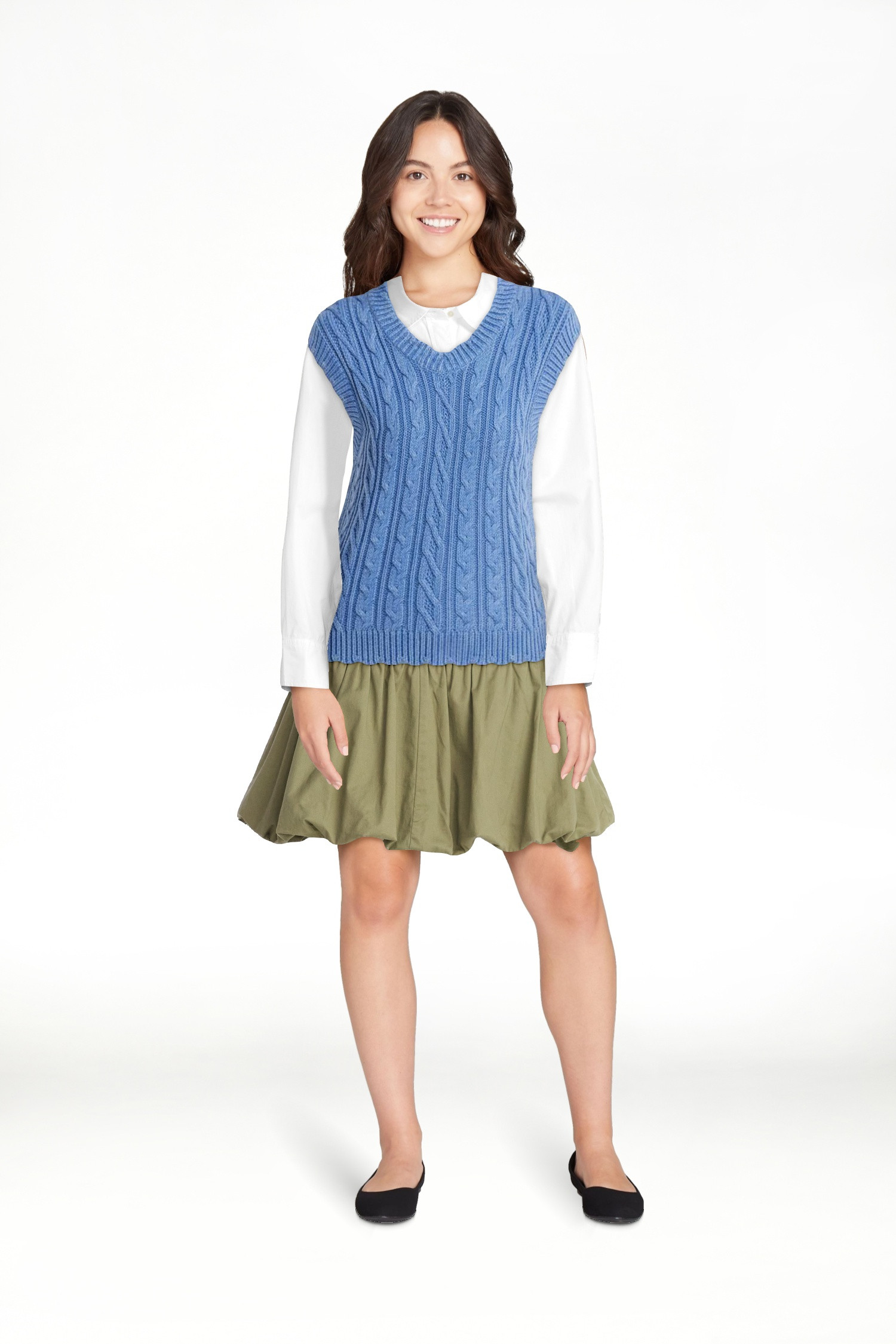 Free Assembly Women's Scalloped Cable Knit Cotton Vest, Sizes XS-XXL | Walmart (US)