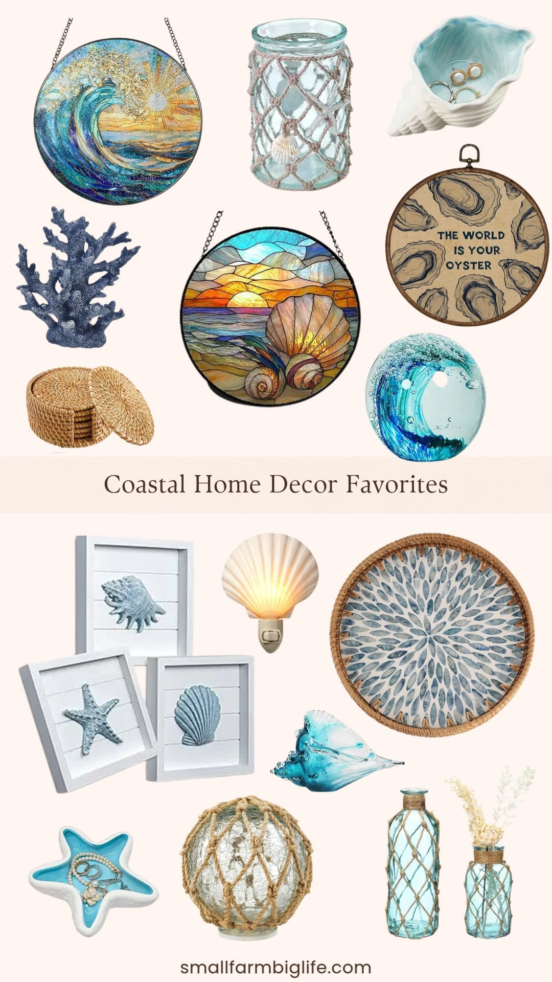 Coastal home decor is having such a moment right now and Amazon has some really beautiful pieces that look so much more expensive than they are. I rounded up my favorites from hand blown glass vases and sculptures to rattan trays, stained glass suncatchers, and shell inspired ceramic dishes that add the perfect coastal touch to any room. Whether you are decorating a beach house, a bathroom, or just want to bring a little coastal vibe into your everyday space, these pieces are so pretty and so easy to style. Tap to shop! 

 #LTKSeasonal #LTKHome