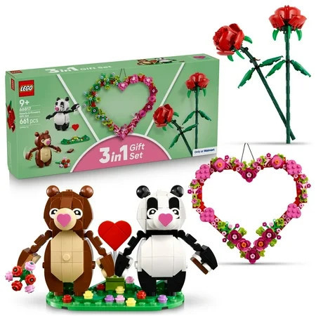 LEGO Hearts & Flowers Gift Set: Valentines Day Craft for Kids - Building Toys for Girls & Boys, Ages 9+ - 3 Sets in 1 - 66817 | Walmart (US)