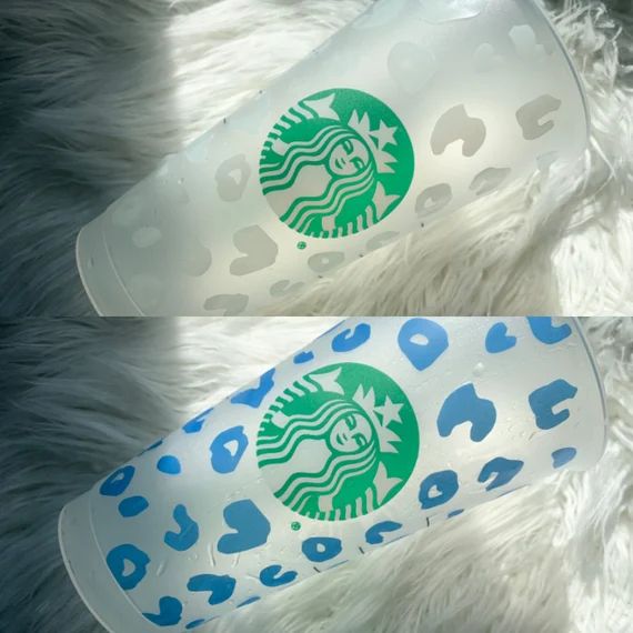 Color Changing Starbucks | Color changing vinyl | custom cups | leopard cup | Etsy (US)