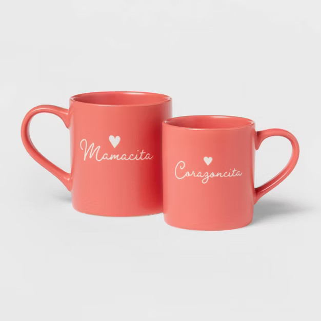 16oz 2pk Stoneware Mamacita and Corazoncita Mugs - Threshold™ | Target