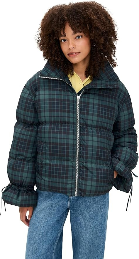 MOON RIVER Women's Plaid Puffer Jacket | Amazon (US)