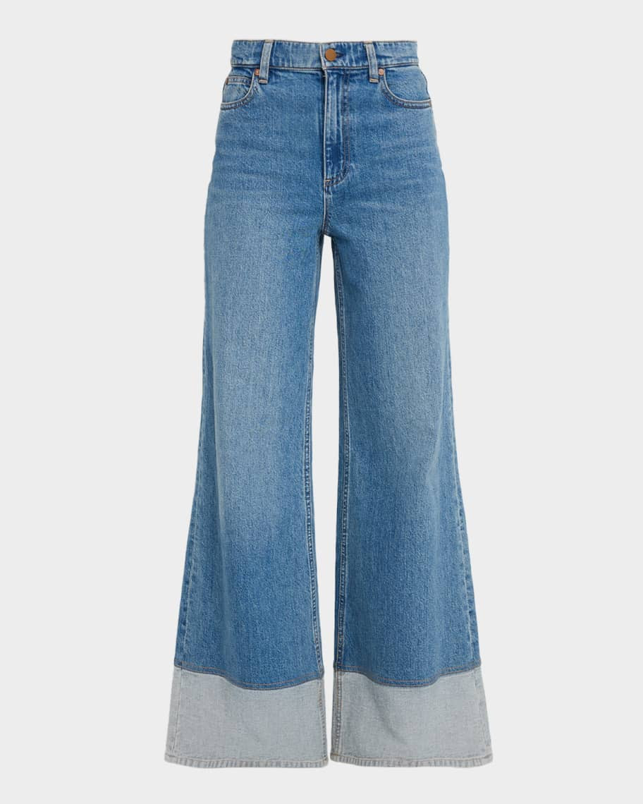 Alice + Olivia Wilson Reversed Seam Wide-Leg Jeans | Neiman Marcus