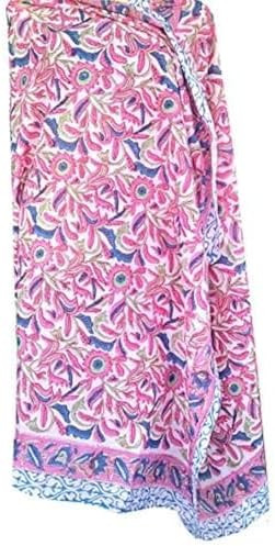 100% Cotton Block Print Sarong Swimsuit Wrap Cover Up Long Women’s Apparel Fabric (73" x 44") | Amazon (US)
