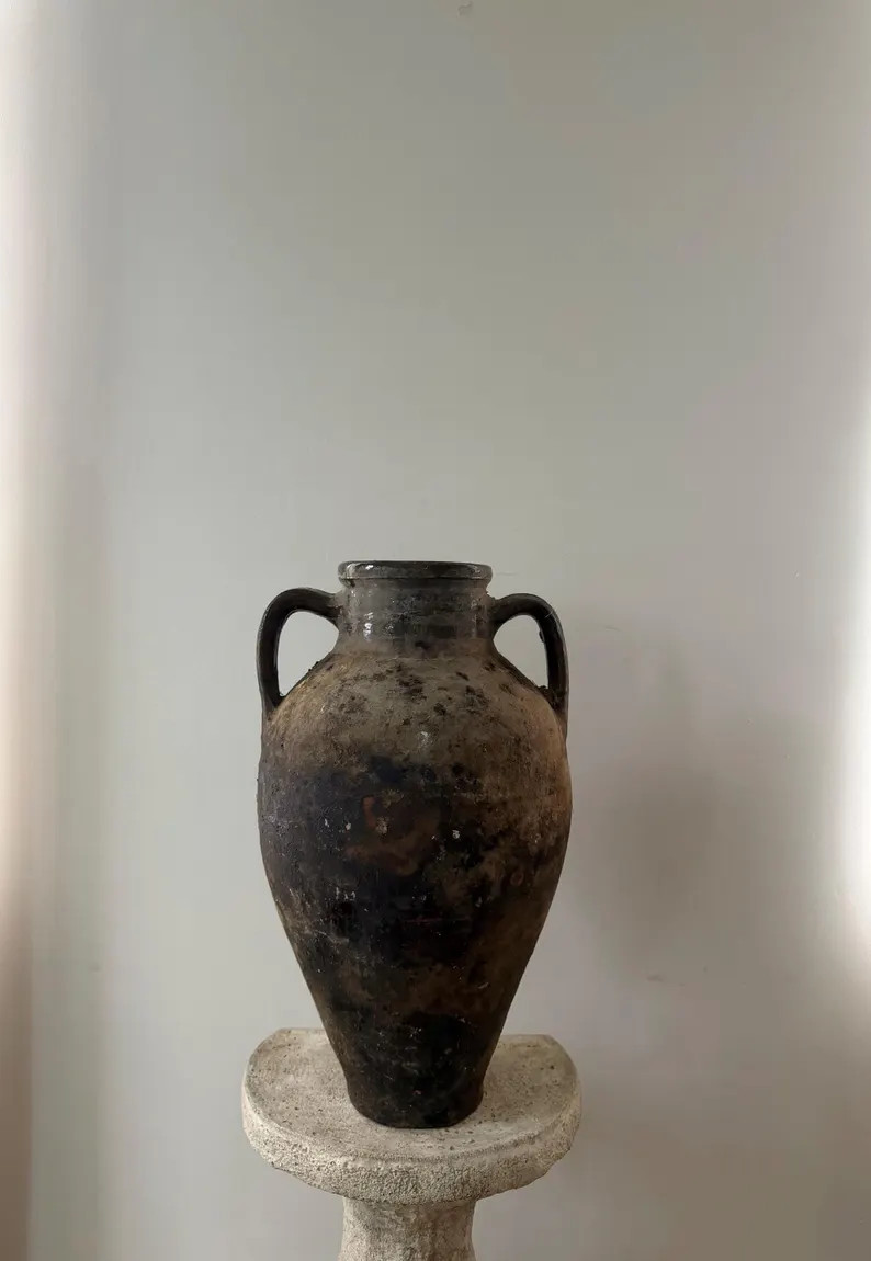 Antique Konya Olive Oil Vessel | Tall Turkish Terracotta Pot | Rustic Patina Pottery | Vintage Me... | Etsy (Global)
