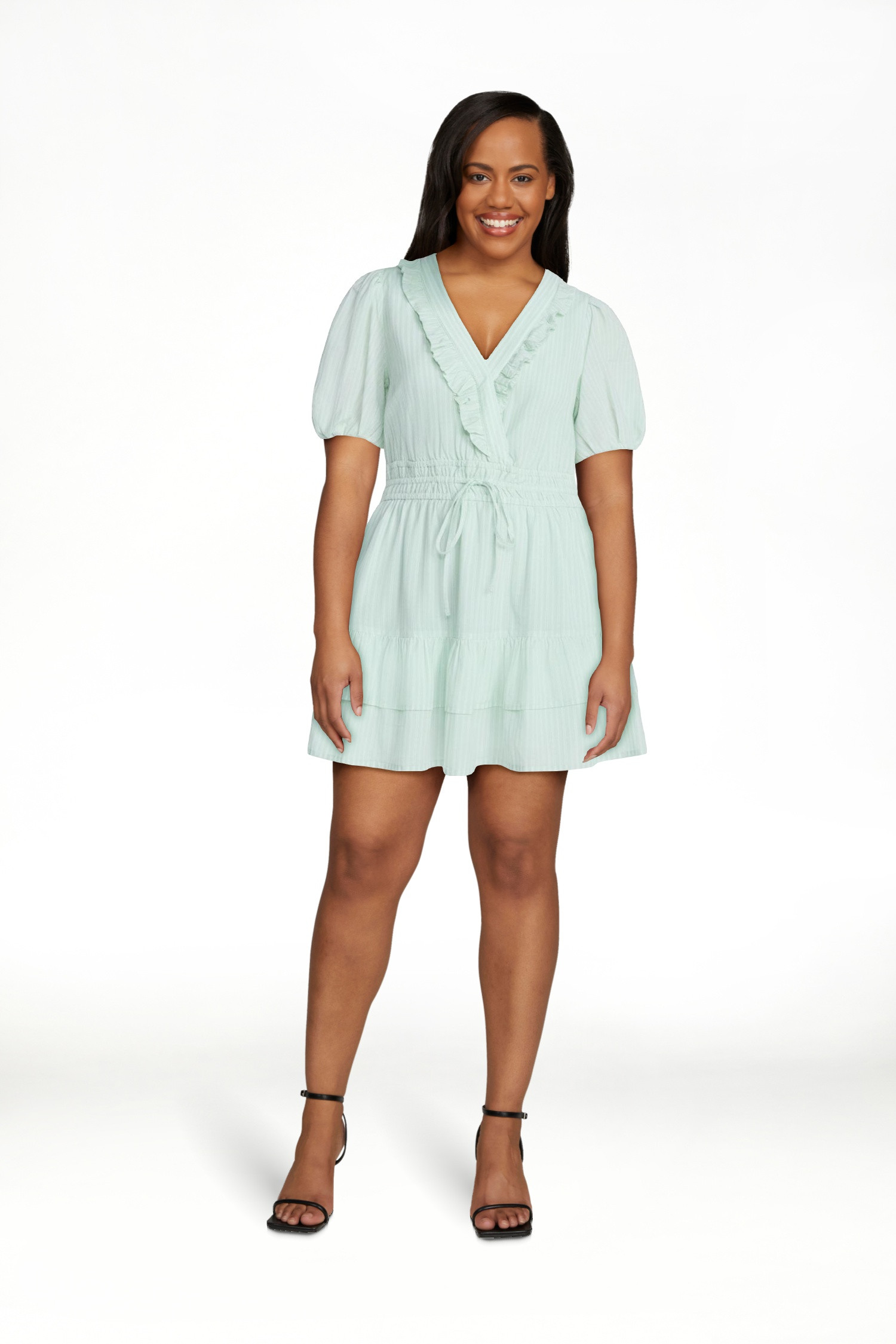 Free Assembly Women's Tiered Ruffle Mini Dress with Short Puff Sleeves, Sizes XS-XXL | Walmart (US)