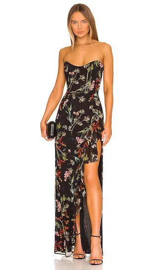 Baby Cakes Gown in Black Floral | Black Wedding Guest Dress Black Dress Maxi Black Dress Outfit | Revolve Clothing (Global)
