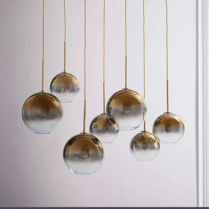 Sculptural Glass 7-Light Globe Chandelier - Metallic Ombre | West Elm (US)