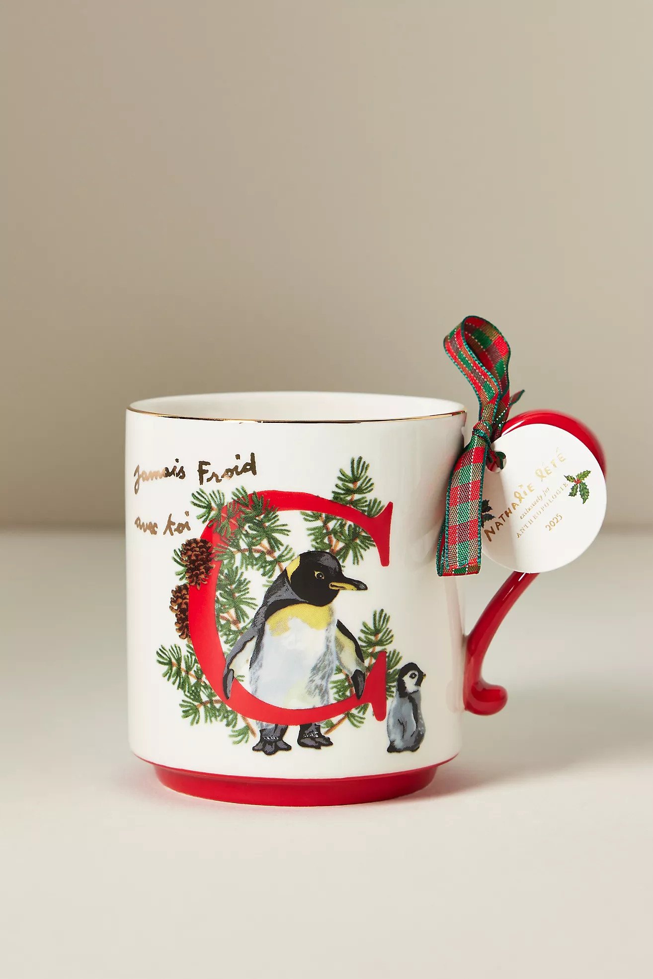 Nathalie Lete Stoneware Holiday Monogram Mug | Anthropologie (US)