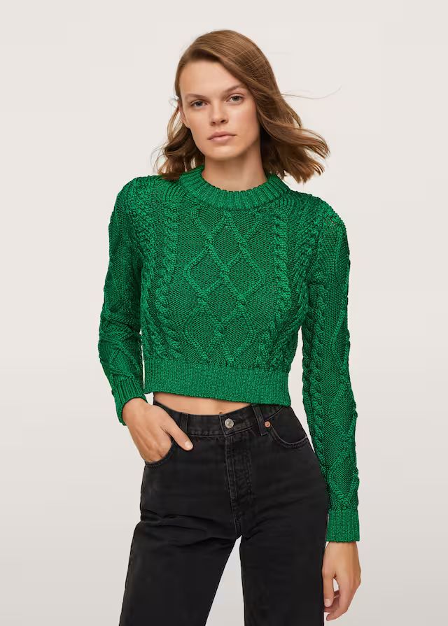 Metallic-knit sweater | MANGO (US)