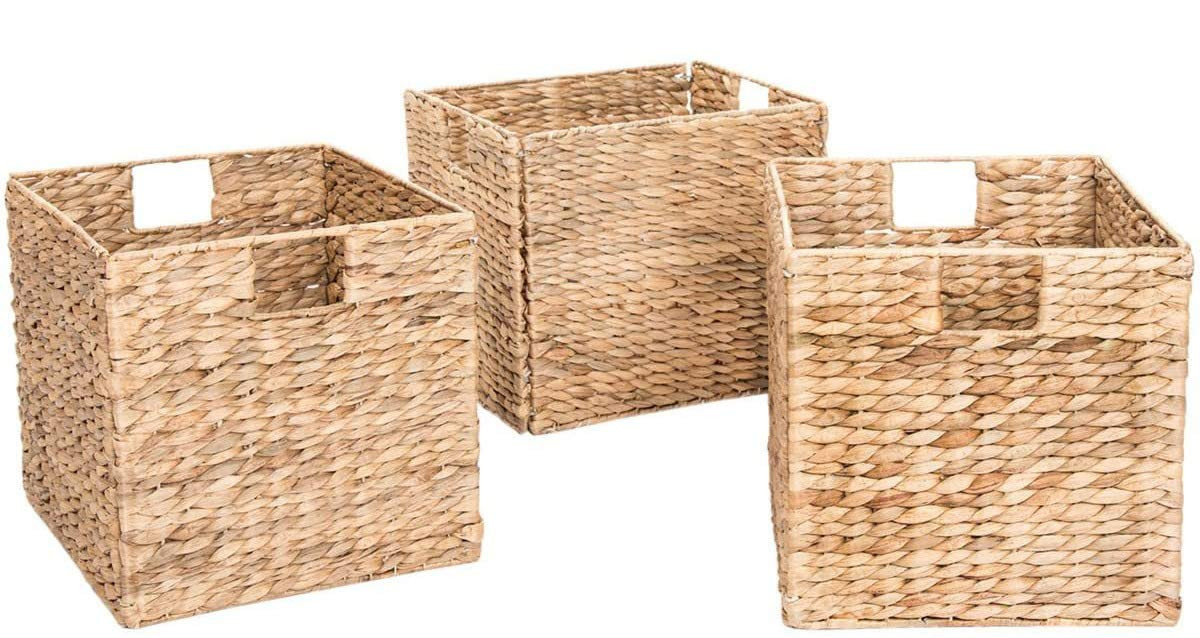 Westerly 3 Decorative Hand-Woven Small Water Hyacinth Wicker Storage Basket, 13x11x11 Perfect for... | Amazon (US)
