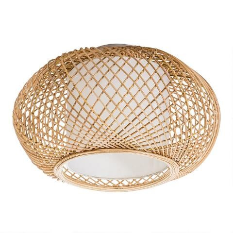 Natural Wicker and Jute Reyna Flush Mount Ceiling Light | World Market