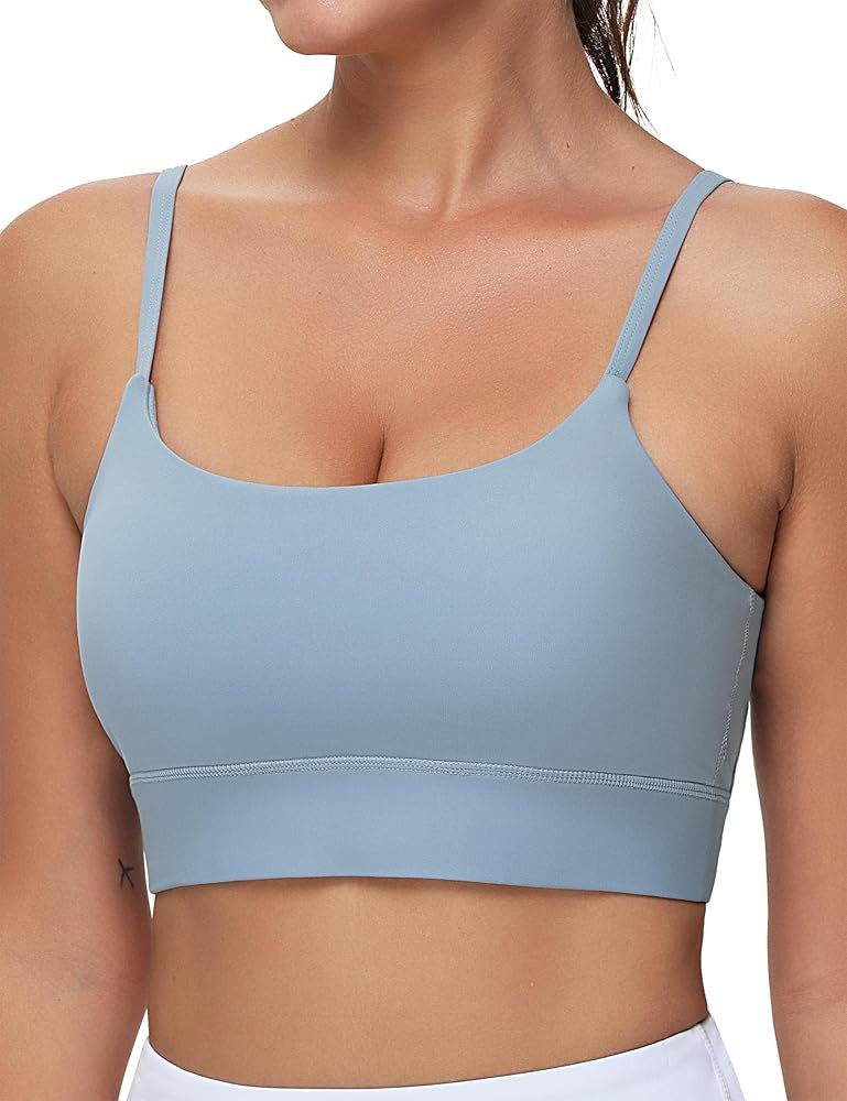 THE GYM PEOPLE Women's Adjustable Longline Sports Bras Scoop Neck Padded Wireless Workout Yoga To... | Amazon (US)