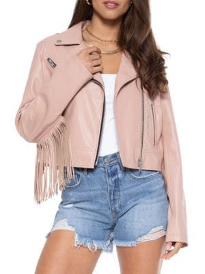 The Way She Moves Fringe Faux Leather Cropped Jacket | Saks Fifth Avenue OFF 5TH