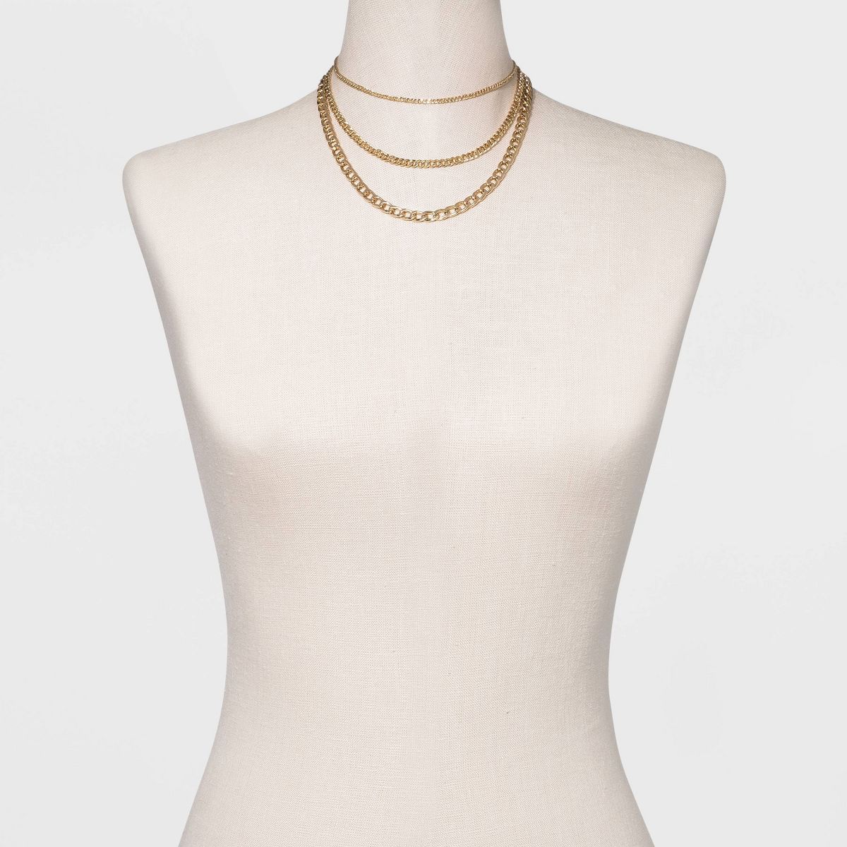 16" Layered Curb Chain Necklace - A New Day™ Gold | Target