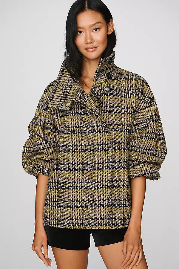 Bouclé Funnel-Neck Coat Jacket | Anthropologie (US)