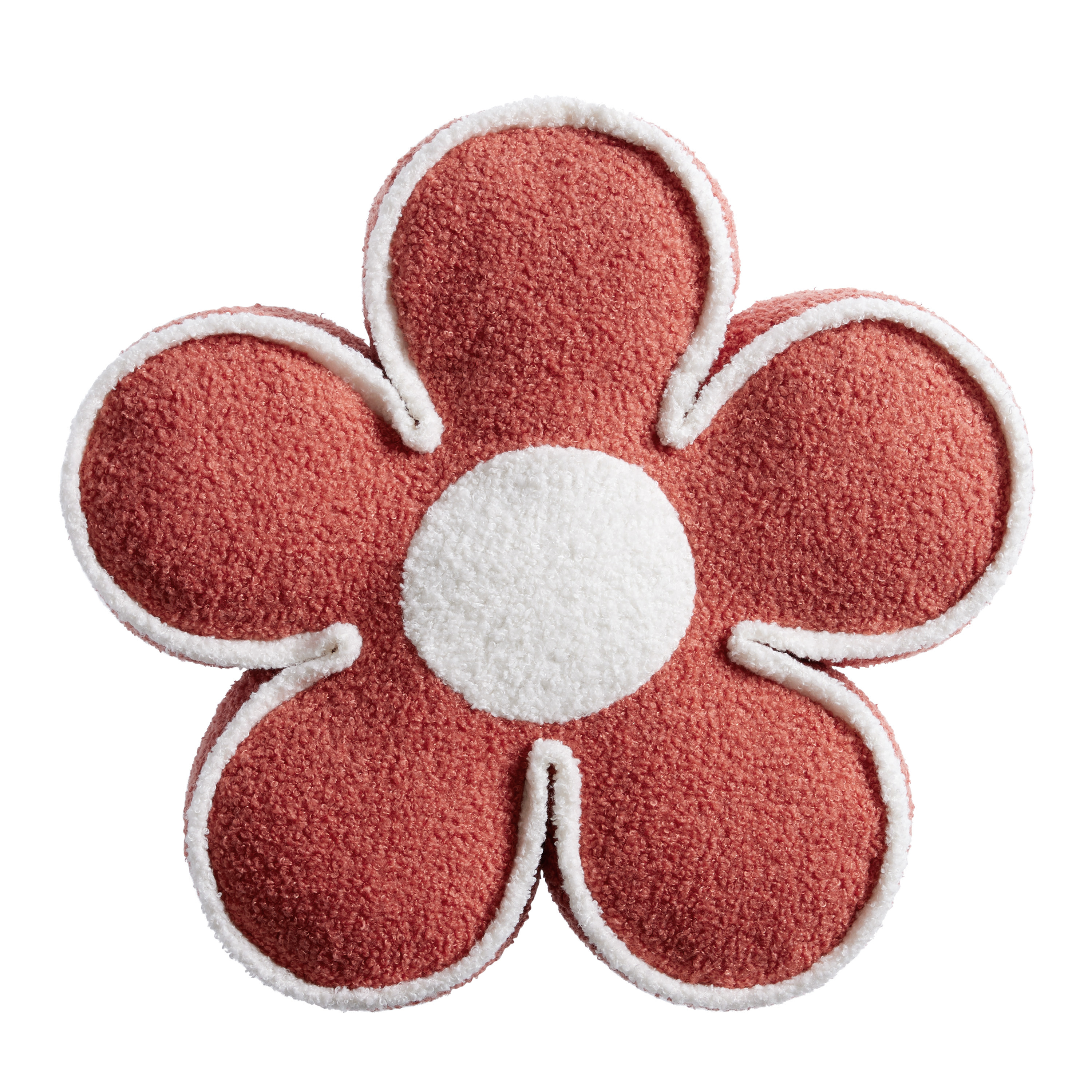 Terracotta Teddy Fleece Daisy Shaped Throw Pillow | World Market