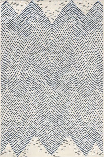 Blue Wavy Chevron Indoor/Outdoor Area Rug | Rugs USA