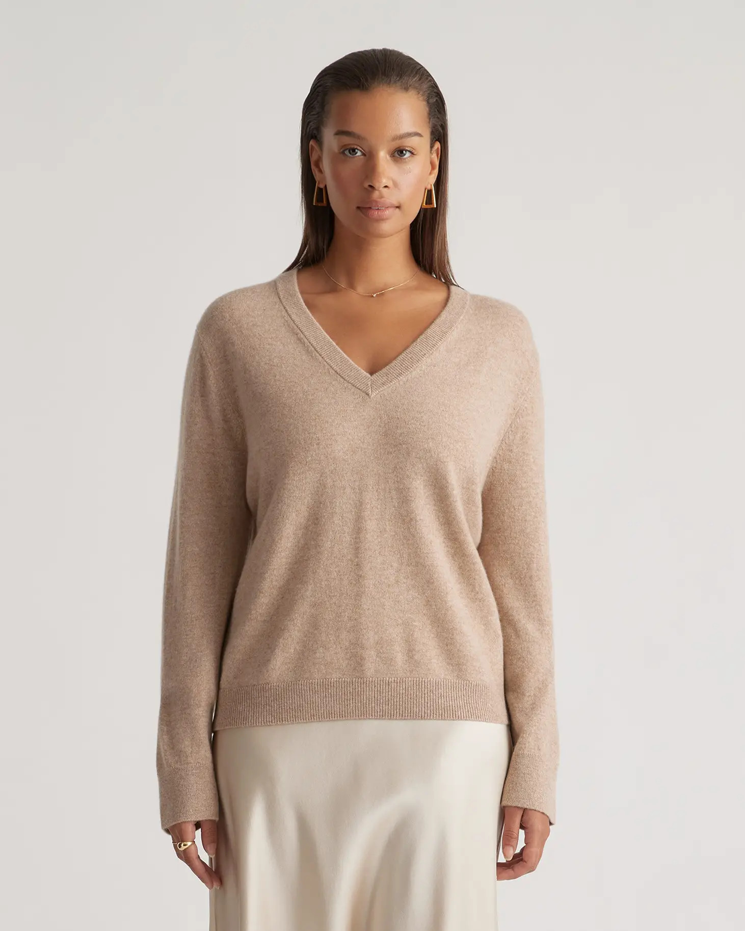Mongolian Cashmere Relaxed V-Neck Sweater | Quince