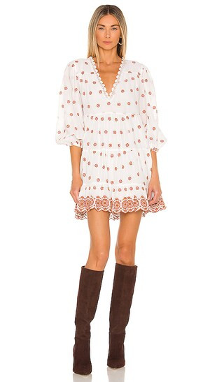 Paisley Mini Dress in Caramel Latte | Revolve Clothing (Global)