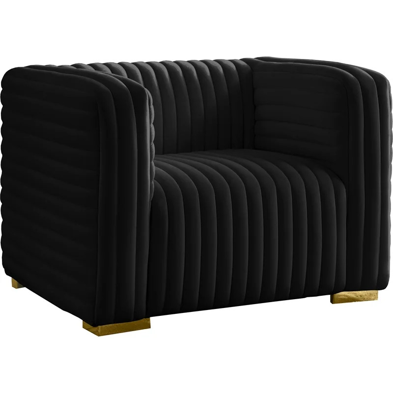 Meridian Furniture Ravish Black Velvet Chair | Walmart (US)