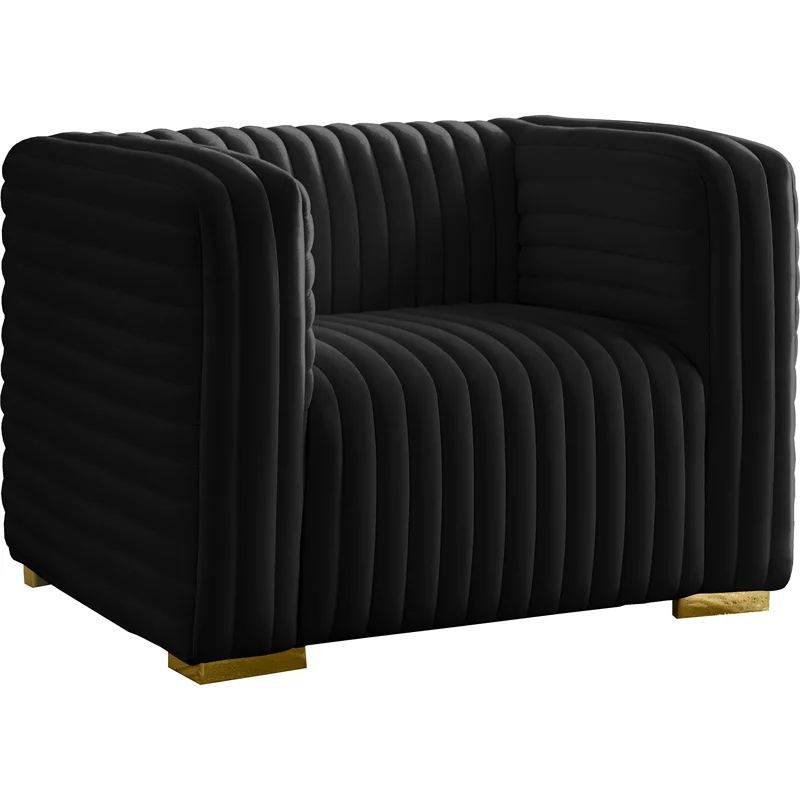 Meridian Furniture Ravish Black Velvet Chair | Walmart (US)