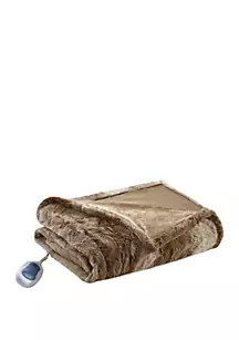 Zuri Oversized Faux Fur Heated Throw | Belk