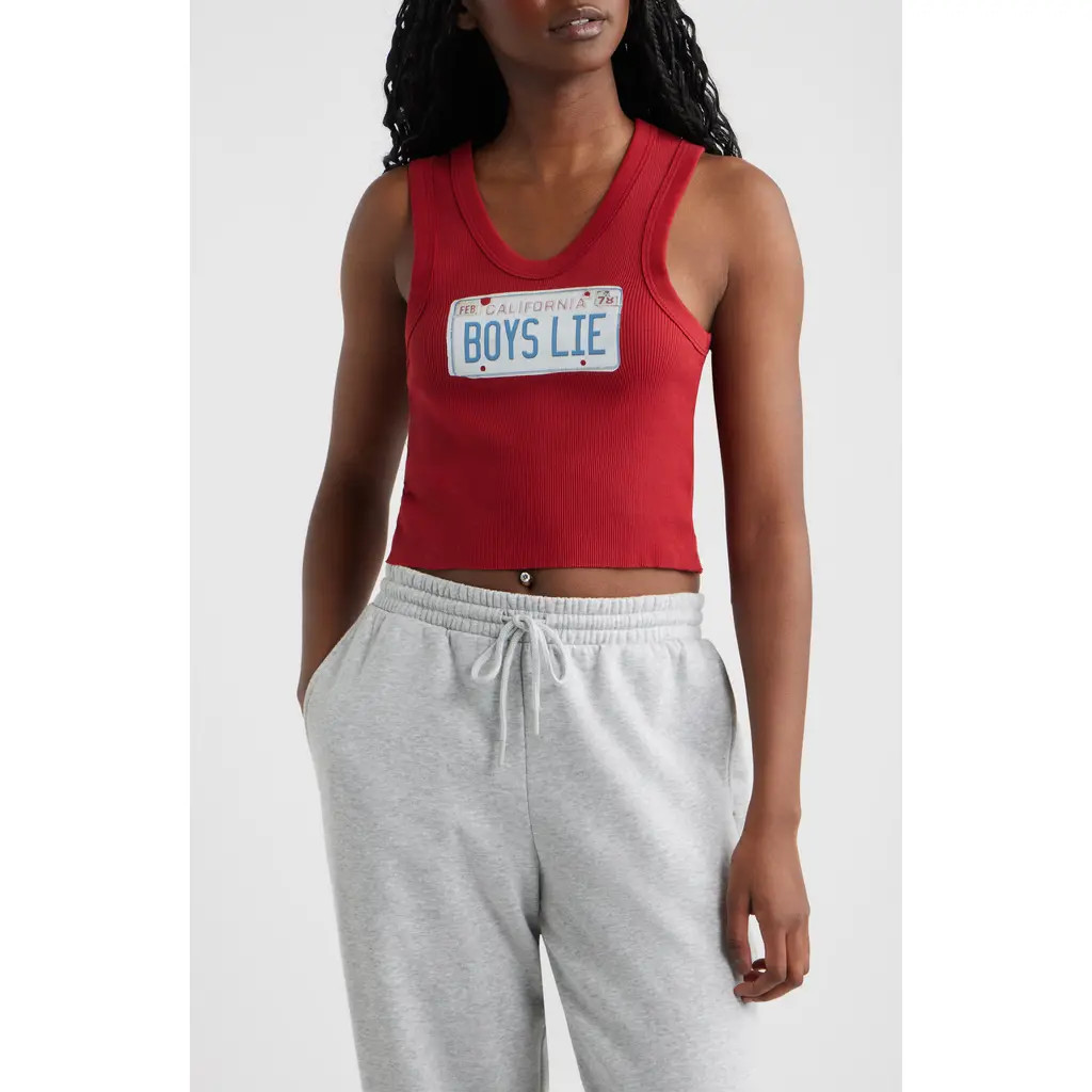 BOYS LIE Drivers License Randy Rib Tank in Red at Nordstrom, Size X-Small | Nordstrom