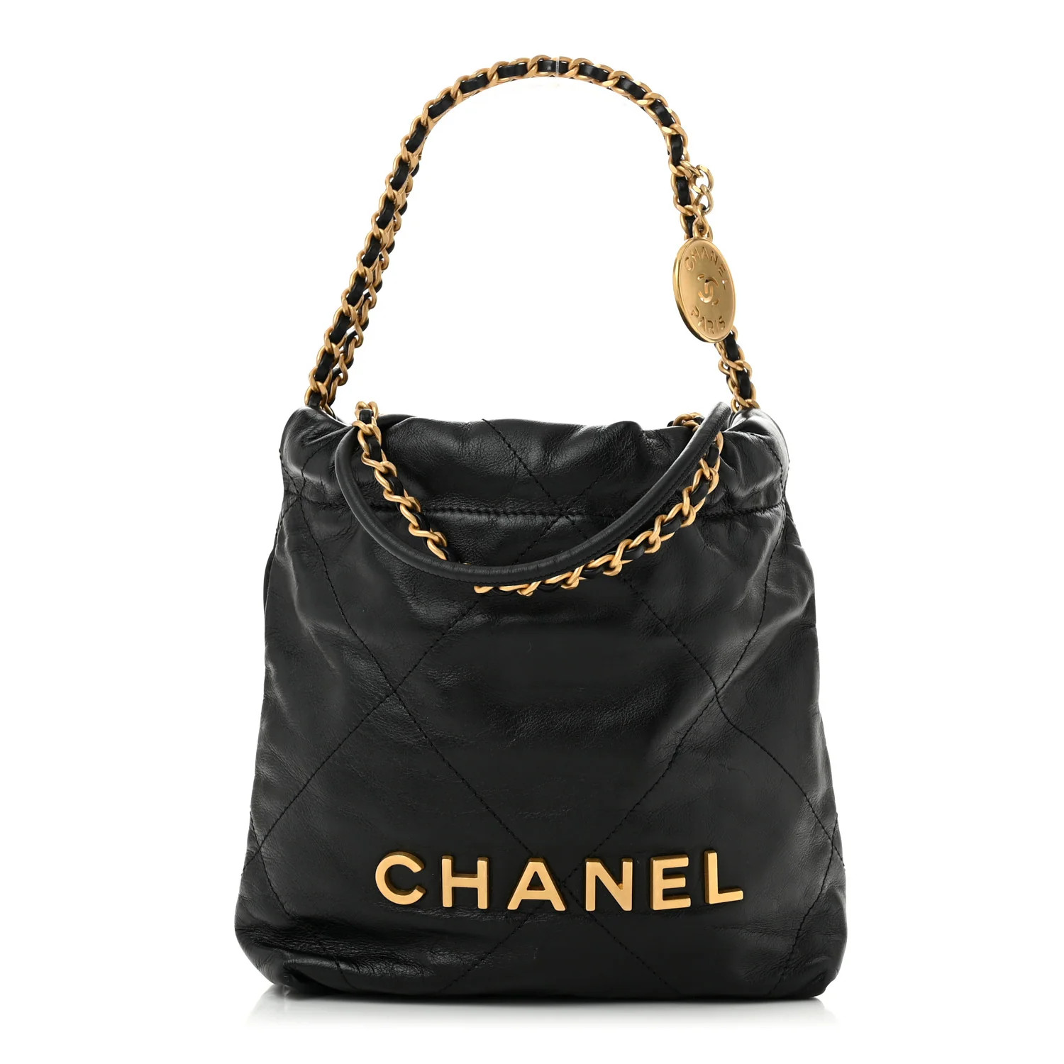 Shiny Calfskin Quilted Mini Chanel 22 Black | FASHIONPHILE (US)