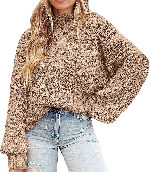 PRETTYGARDEN Women's Fall Oversized Pullover Sweaters Casual Crewneck Long Sleeve Chunky Cable Kn... | Amazon (US)