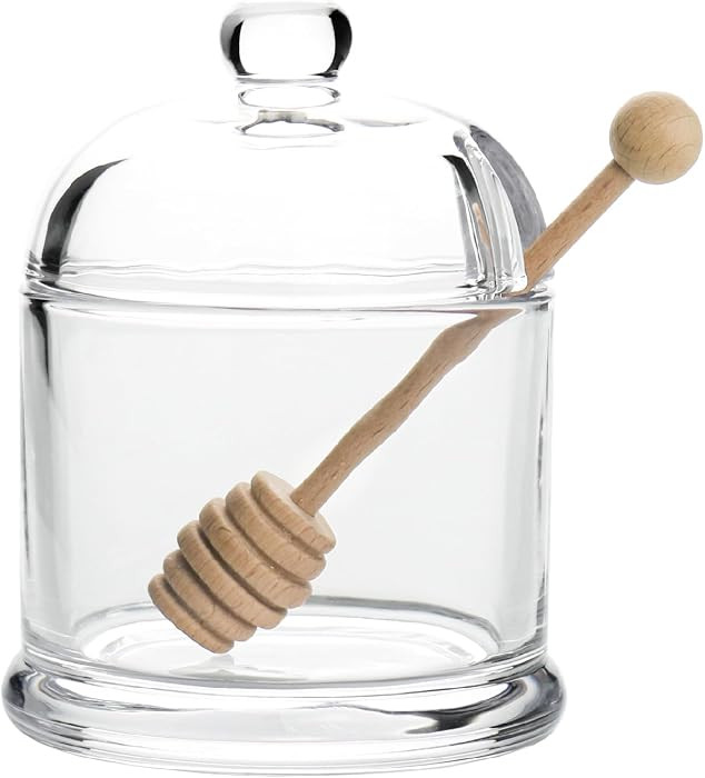 Glass Honey Jar with Lid and Dipper, Convenient Honey Container, Heavy Honey Pot for Home Kitchen... | Amazon (US)