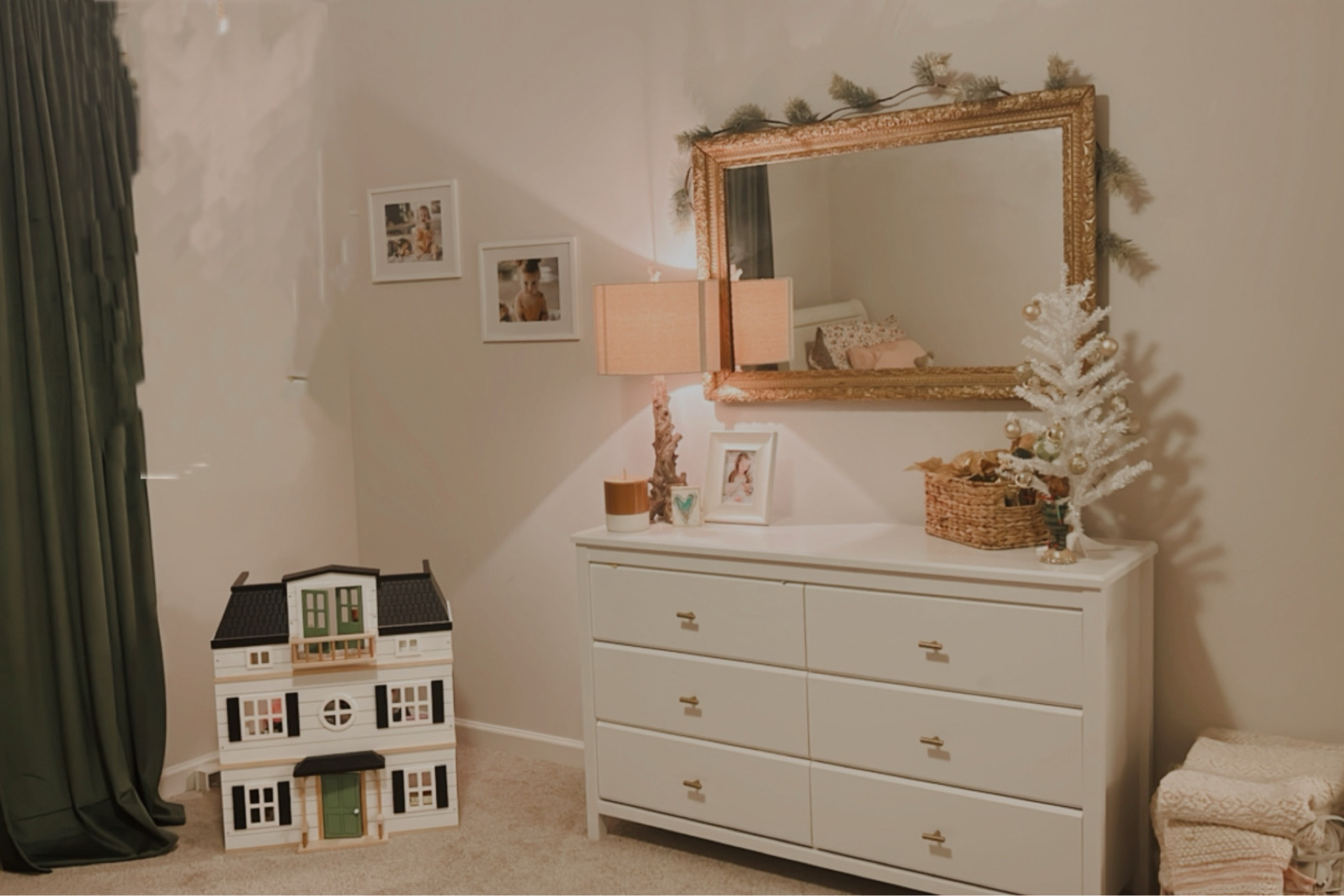 Our simple holiday decorations in our youngest room. The doll house is one of our favorite things! 

#LTKhome #LTKbaby #LTKHoliday