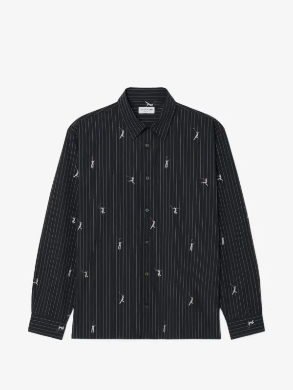 pinstripe tennis-print shirt | Farfetch Global