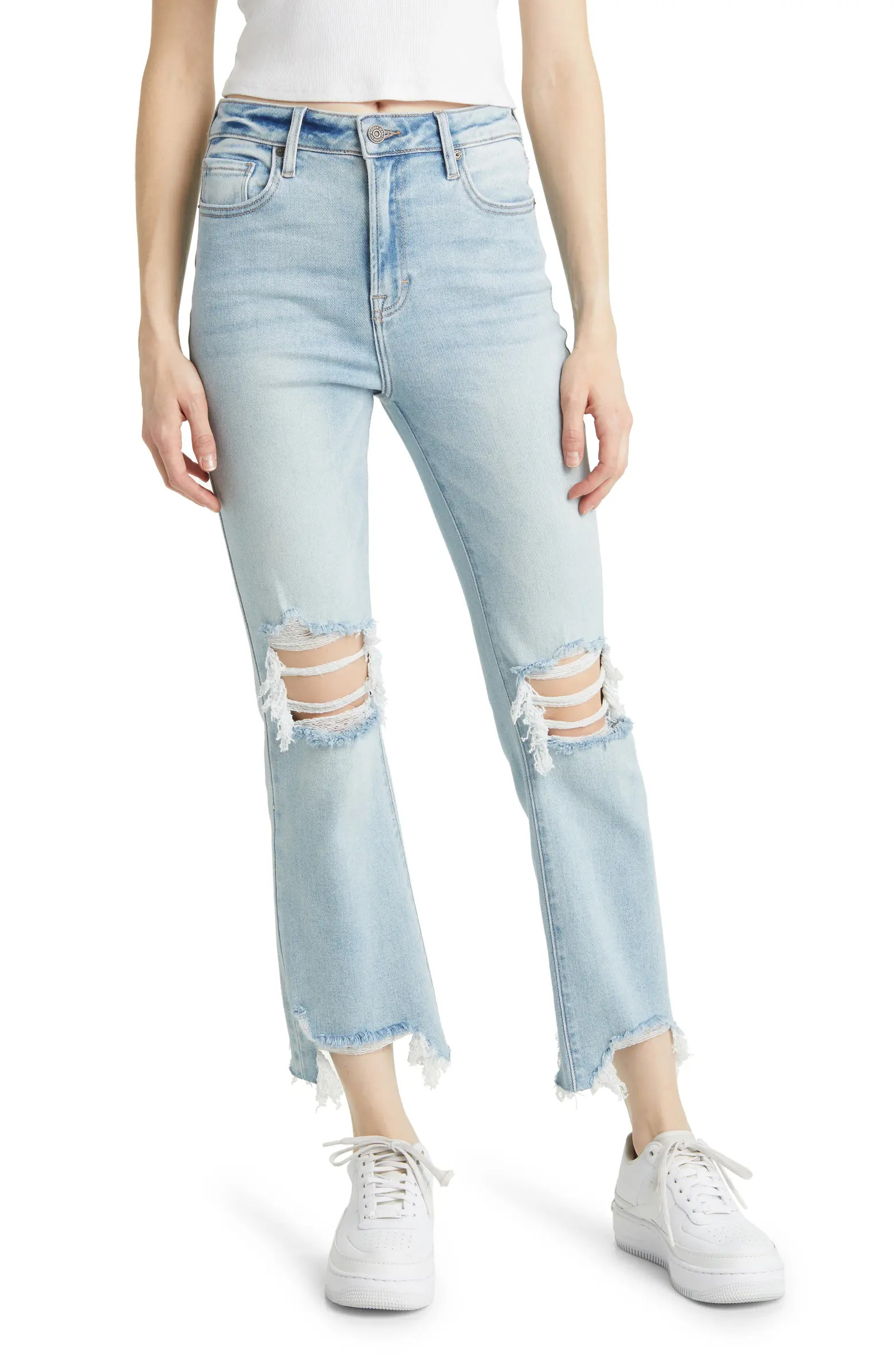 Distressed Chew Hem Straight Leg Jeans | Nordstrom