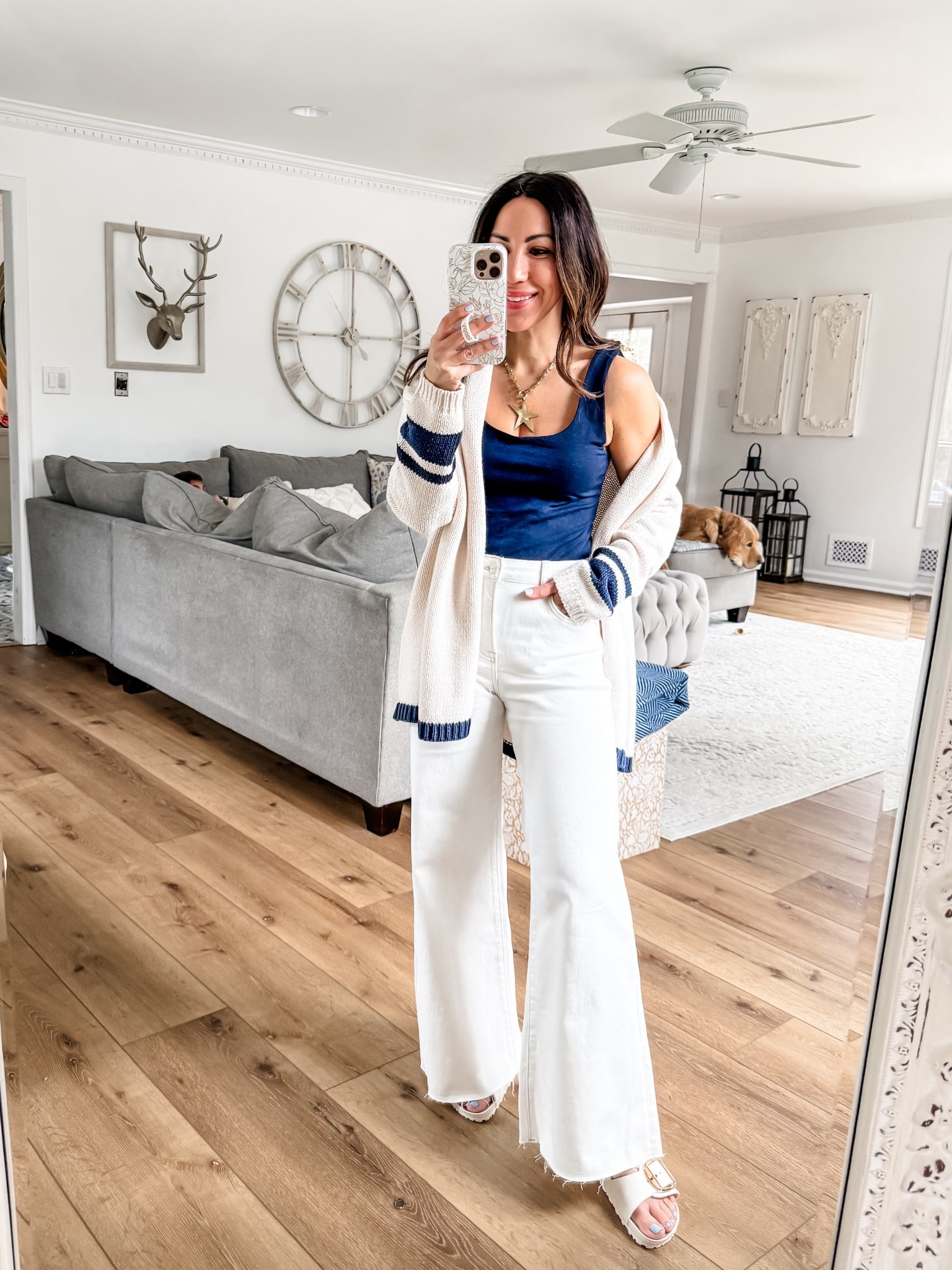 20% at Social Threads through 3/8 with code FF20. Wearing 25 white wide leg jeans. Small cardigan. Small petite tank top. Sandals TTS.

#LTKOver40 #LTKPetite #LTKSaleAlert