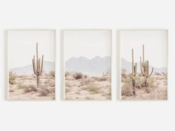 Set of 3 Desert Prints, Four Peaks Arizona Wall Art, 3 Piece Print Set, Arizona Desert, Boho Prin... | Etsy (US)